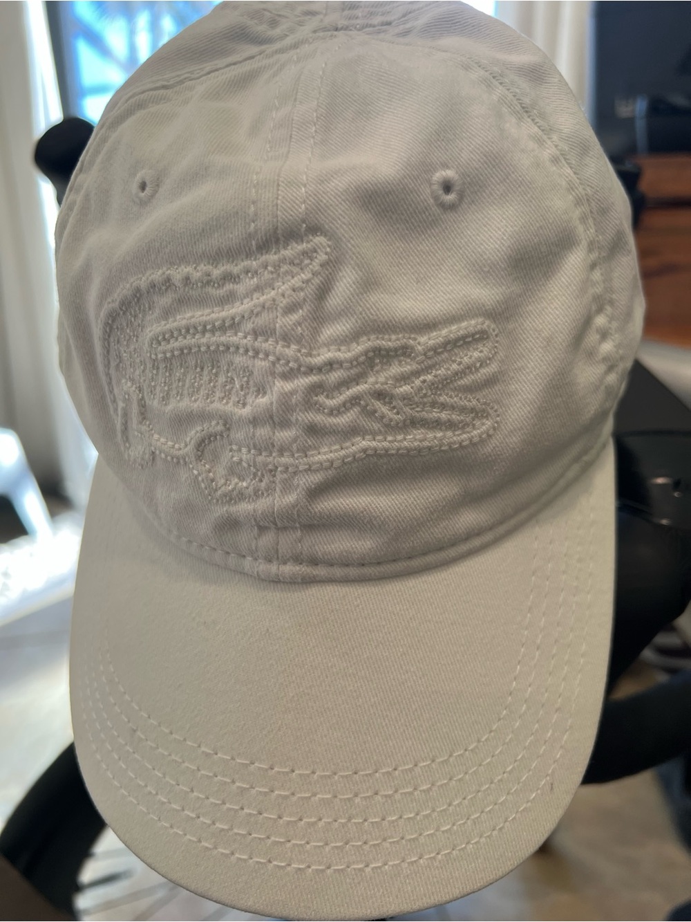 Lacoste All-White Embroidered Croc Baseball Cap-One Size